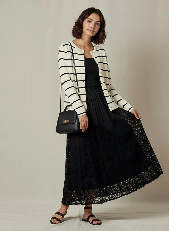 2Xtremz 2Xtremz Striped Round Neck Cardigan